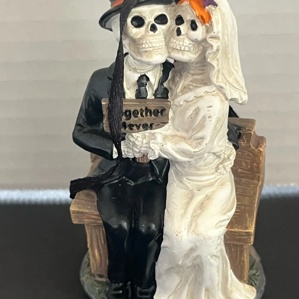 Skeleton Couple Wedding ornament - Black, White, Orange